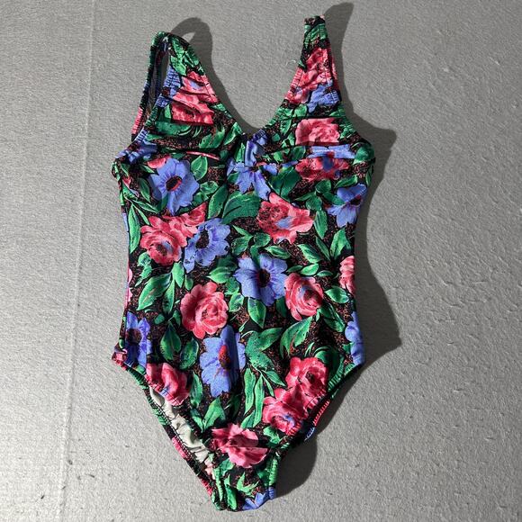 Unbranded Other - Vintage Women’s Floral One Piece Swimsuit Multicolor Built In Cups